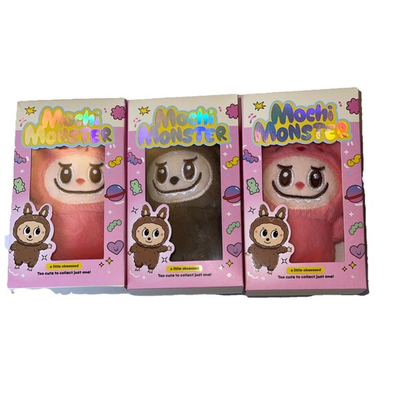 Mochi Monster Mochi Monster Keychains, Set of 3 Plush Collectible Pink/Brown New - Picture 6 of 7